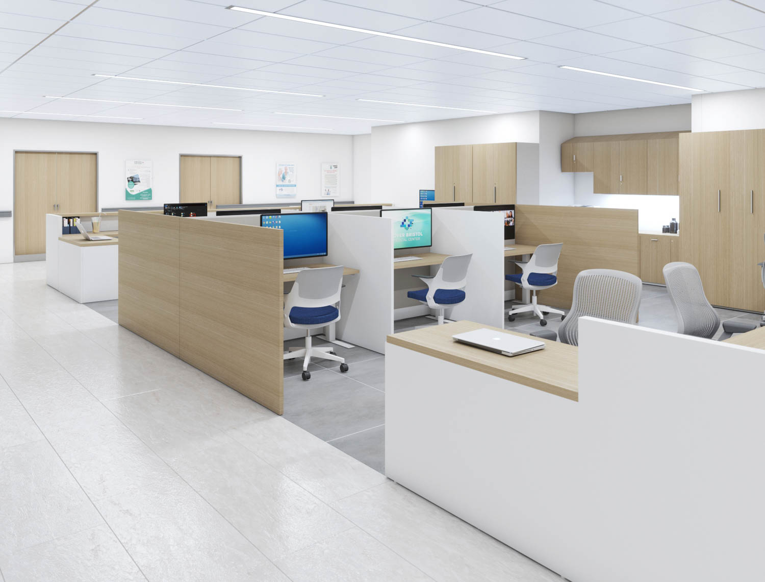 healthcare outpatient caregiver workspace reff profiles ollo light task seating anchor storage sapper monitor arm collection